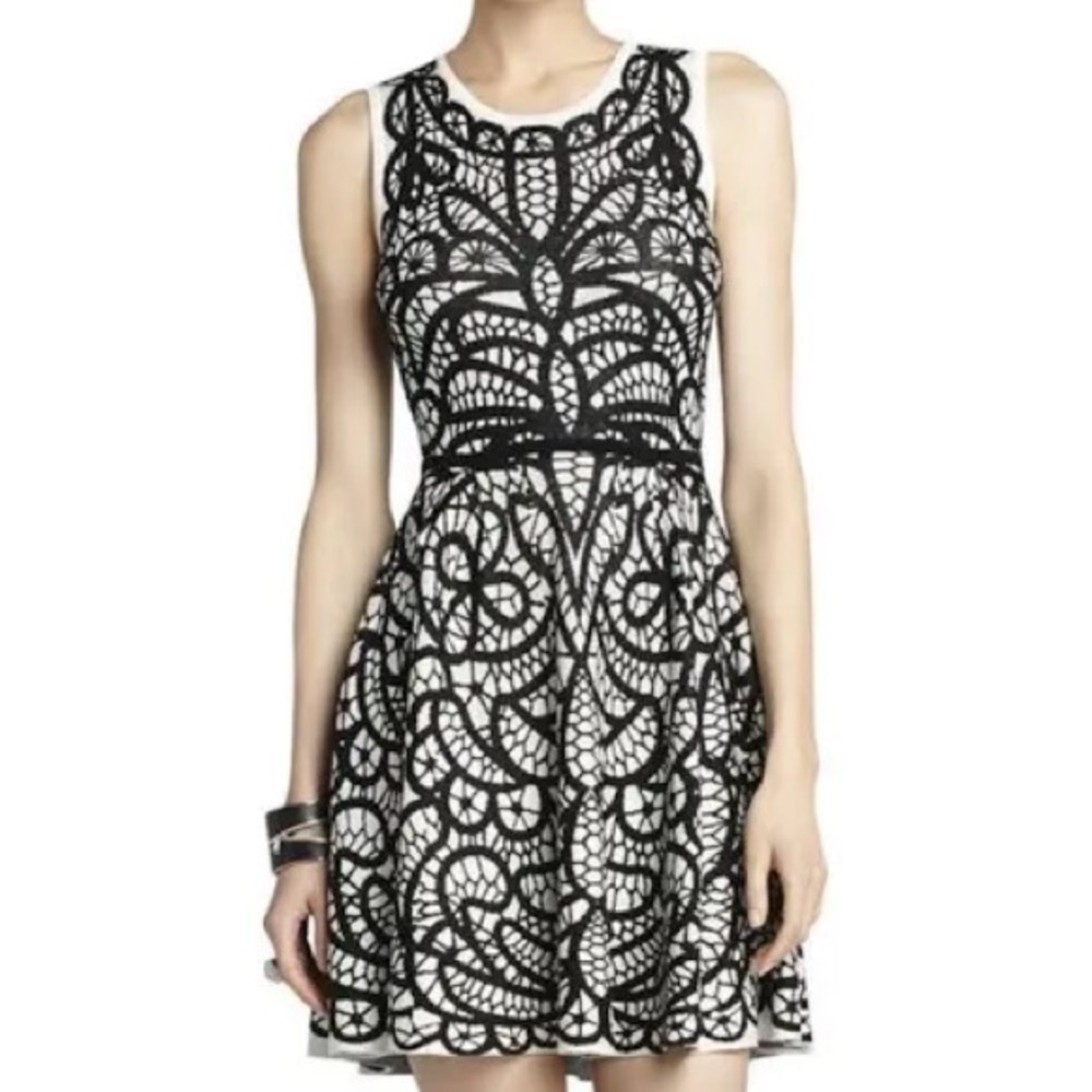 BCBGMAXAZRIA Womens Talulah Knit Jaquard Printed Sleeveless Dress Size Small